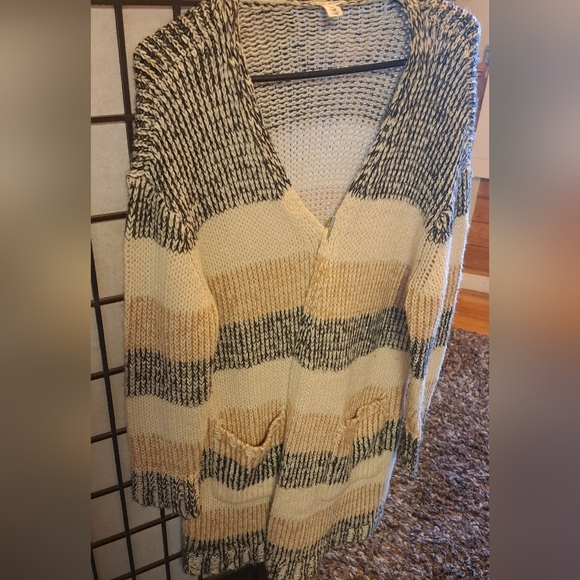 Tribal Jeans Striped Knit Cardigan with Pockets - Picture 3 of 12